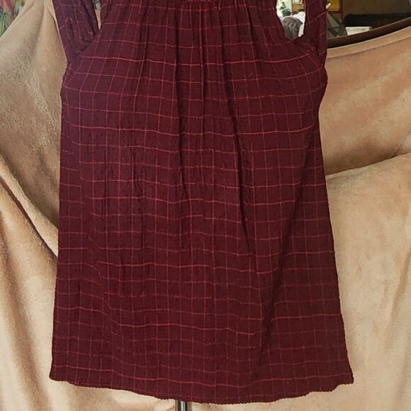 B26  Zara Red & Black Plaid Flannel midi Shirt dress w/ pockets - Picture 4 of 7